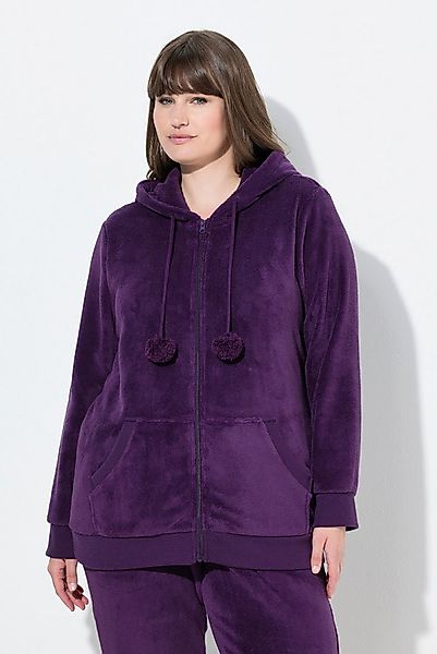 Ulla Popken Sweatjacke Homewear-Jacke Plüsch Kapuze Kängurutaschen günstig online kaufen