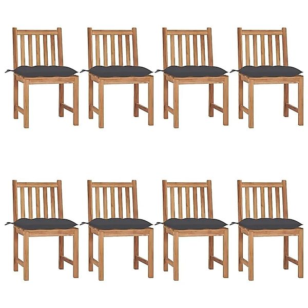 vidaXL Gartenstühle 8 Stk mit Kissen Massivholz Teak 3073157 günstig online kaufen