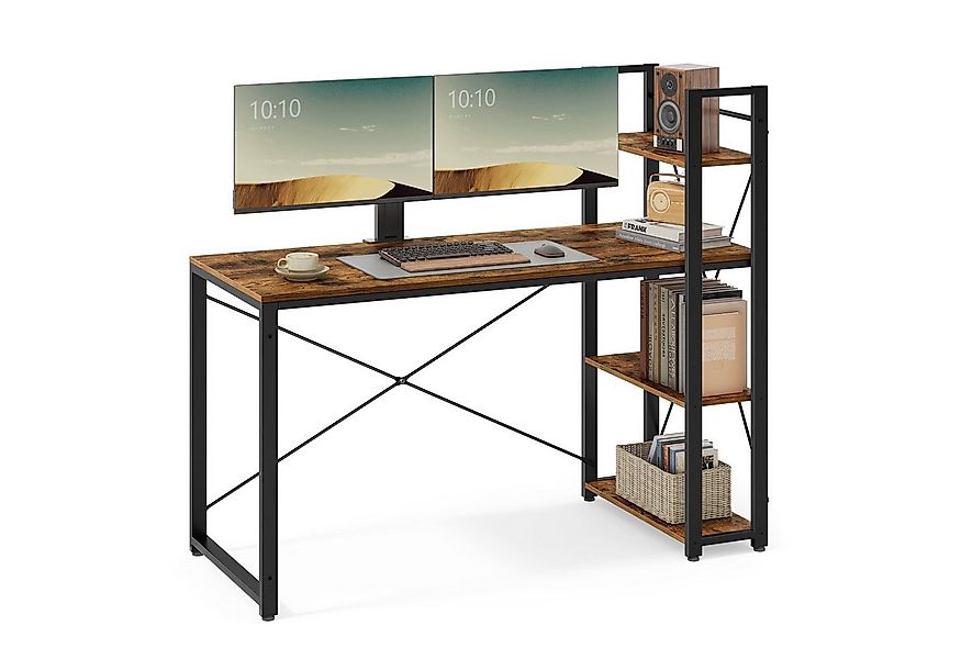 VASAGLE Schreibtisch Computertisch, 120 / 137,2 cm, mit Regalböden rechts o günstig online kaufen