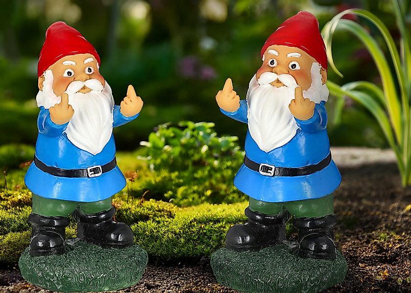 WestCraft Gartenzwerg 2x Gartenzwerg Gartenzwerg Mittelfinger günstig online kaufen