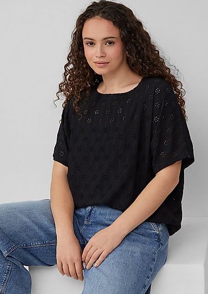 QS Kurzarmshirt Shirt mit Lochstickerei günstig online kaufen