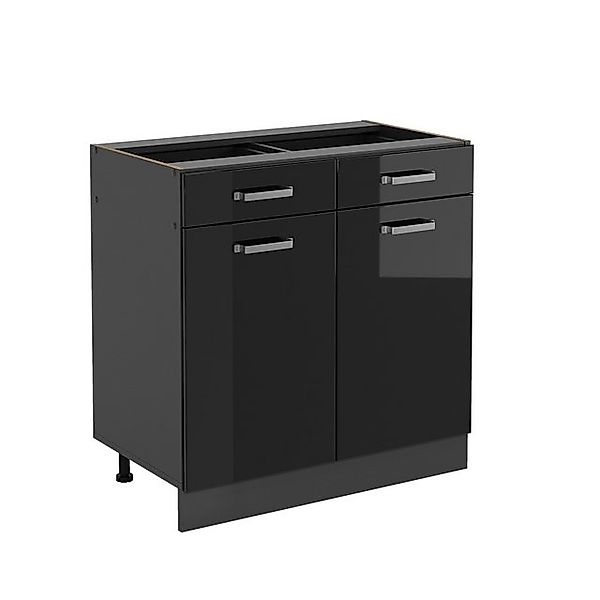 Vicco Küchenunterschrank R-Line Schwarz Hochglanz/Anthrazit 80 cm ohne Arbe günstig online kaufen