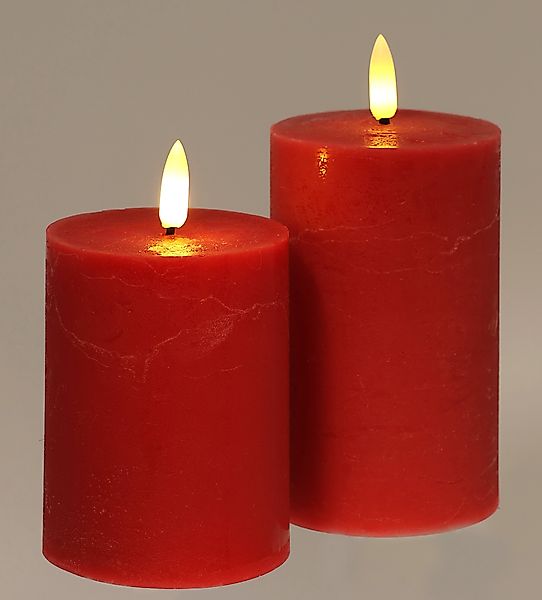 I.GE.A. LED-Kerze "LED Echtwachskerze 2er Set", Mit Timer Flackernd Stumpen günstig online kaufen