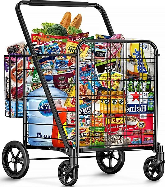 POPOLIC Einkaufstrolley Jumbo-Einkaufswagen mit 201 kg Tragkraft, robuster günstig online kaufen