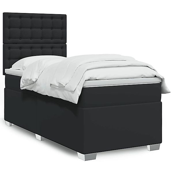 vidaXL Boxspringbett mit Matratze Schwarz Kunstleder 3293052 günstig online kaufen