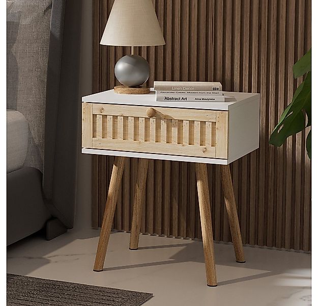 Vicco Nachtschrank Holk, Weiß/Kiefer, 40 x 47 cm 2-er Set (2-St) günstig online kaufen