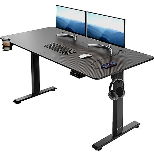 Höhenverstellbarer Schreibtisch Schwarz 140x60x73-118cm günstig online kaufen