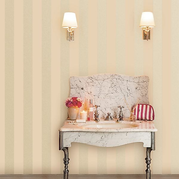 Laura Ashley Vliestapete Lille Pearlescent Stripe Linen 10,05 x 0,52 m günstig online kaufen
