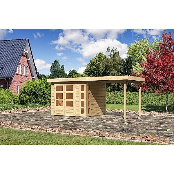 Karibu Holz-Gartenhaus Sölve Natur Flachdach Unbehandelt 238 cm x 213 cm günstig online kaufen
