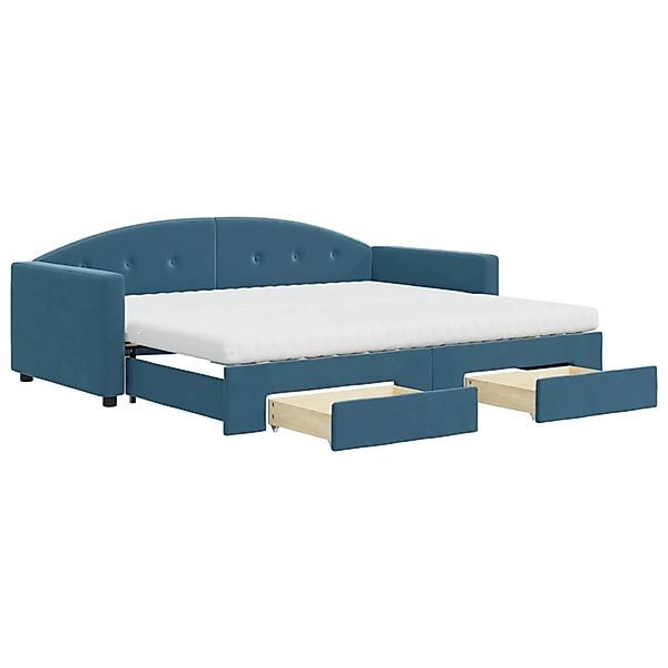 vidaXL Tagesbett mit Rollbett und Schubladen Blau 90x200 cm Samt1847473 günstig online kaufen