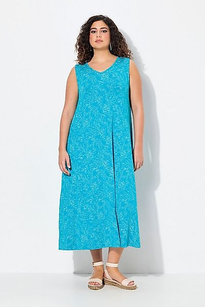 Ulla Popken Maxikleid Maxikleid gemustert A-Linie V-Ausschnitt ärmellos günstig online kaufen