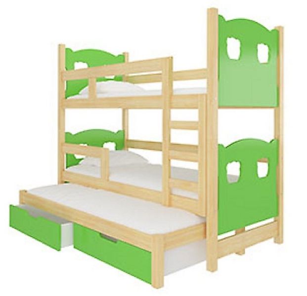 Hochbett LETICIA (Etagenbett mit 3 Schlafgelegenheiten) Farbe wählbar günstig online kaufen