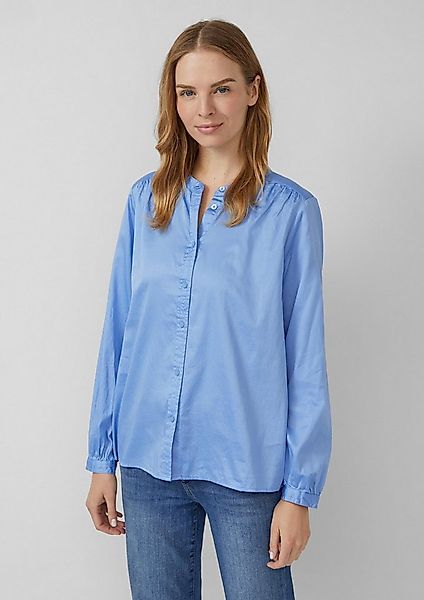 s.Oliver Langarmbluse Bluse Stehkragen-Bluse aus leichtem Baumwoll-Satin günstig online kaufen