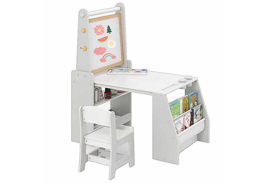 COSTWAY Kinderschreibtisch (2-St), Kindertisch Zeichentisch mit Stuhl-Set günstig online kaufen