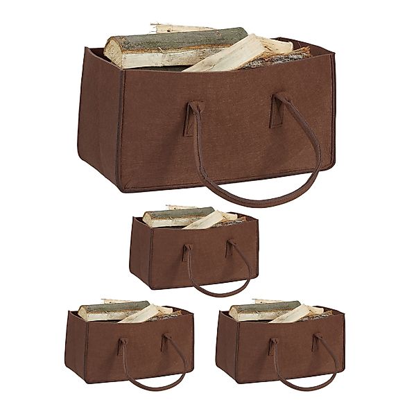 relaxdays Holztragetasche 4 x Kaminholztasche aus günstig online kaufen