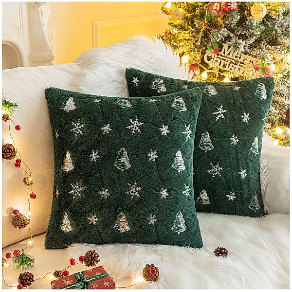 Qelus Kissenbezüge Kissenbezug Weihnachtsbaum Schneeflocke Bestickt günstig online kaufen