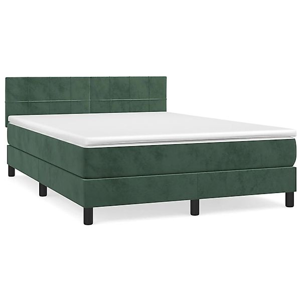 vidaXL Boxspringbett mit Matratze Dunkelgrün 140x190 cm Samt 3141302 günstig online kaufen
