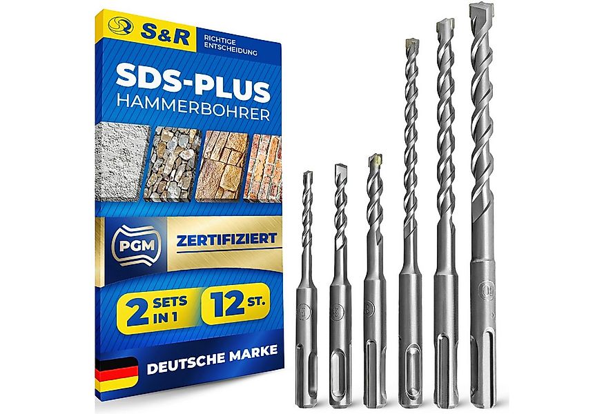 S&R Betonbohrer S&R Hammerbohrer / Steinbohrer SDS PLUS Set für Bohrhammer, günstig online kaufen
