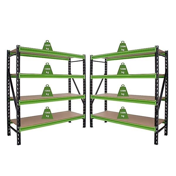 TRUTZHOLM 2x Industrieregal Milo 200x190x60 cm Steckbar Erweiterbar 4 Ebene günstig online kaufen