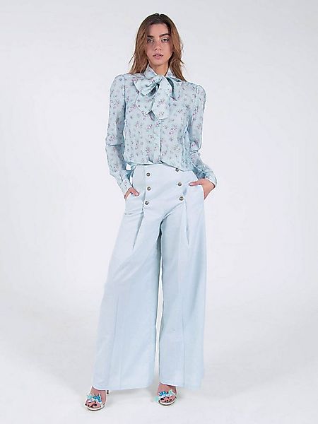 RUA & RUA Marlene-Hose aus Baumwolle mit weitem Bein in Hellblau (1-tlg) günstig online kaufen