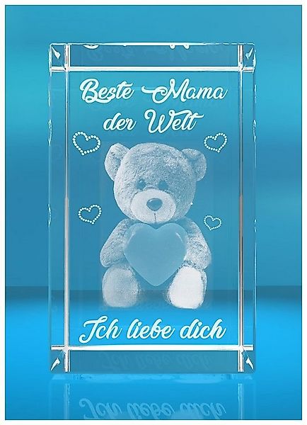 Dekofigur 3D Glas Kristall I Beste Mama der Welt I Teddy I Ich liebe dich I günstig online kaufen
