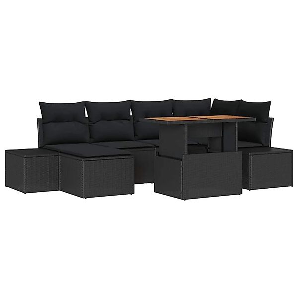vidaXL Garten Essgruppe mit Kissen 7-Tlg Schwarz und Braun 3349988 günstig online kaufen