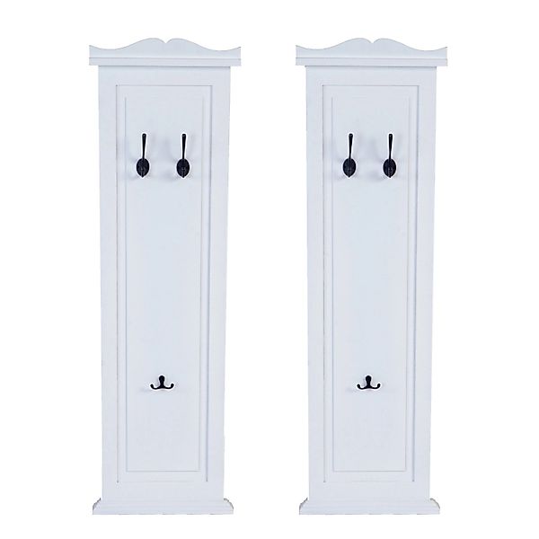BERLINLODGE Garderobe 2er-Set 109x28x5,7cm Wandhaken Holz Weiß Lackiert günstig online kaufen