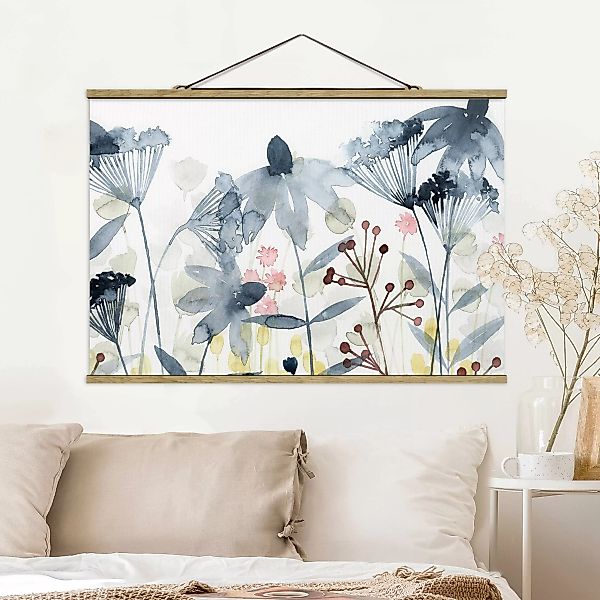 Stoffbild Blumen mit Posterleisten - Querformat Wildblumen Aquarell II günstig online kaufen