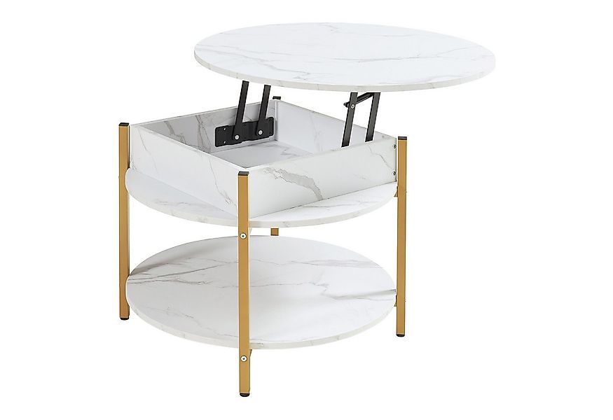 en.casa Couchtisch, »Kandas« mit Hebeplatte rund 70 x 49 cm Marmoroptik, we günstig online kaufen