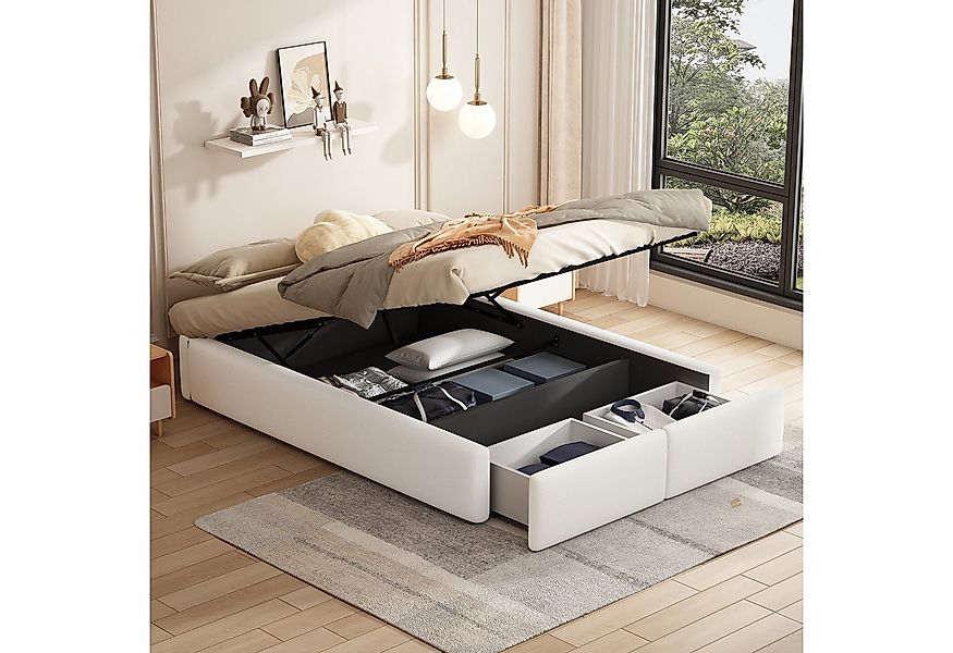 STILVORA Polsterbett 140×200 mit Bettkasten,Jugendbett Bettgestell mit Schu günstig online kaufen