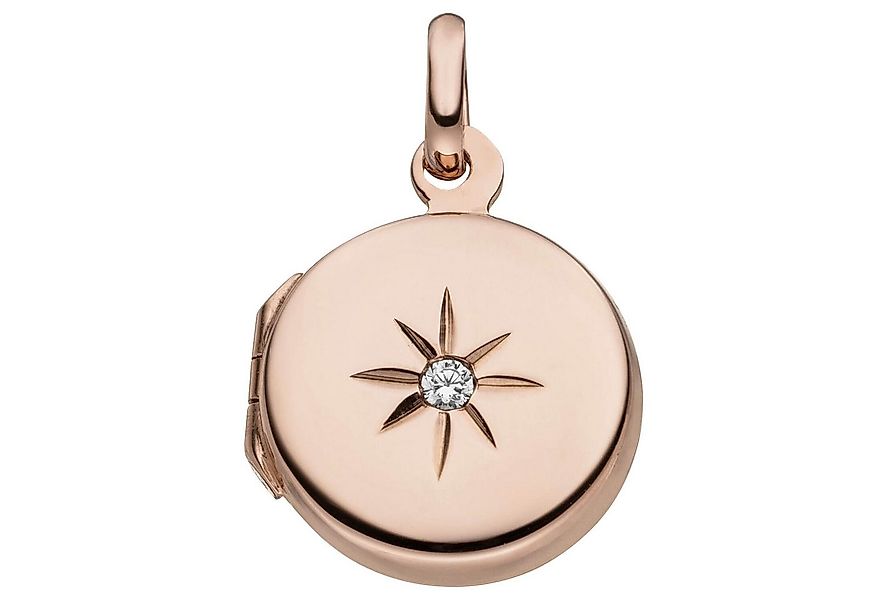 Schmuck Krone Kettenanhänger Medaillon rund, 925 Silber rotgold vergoldet, günstig online kaufen