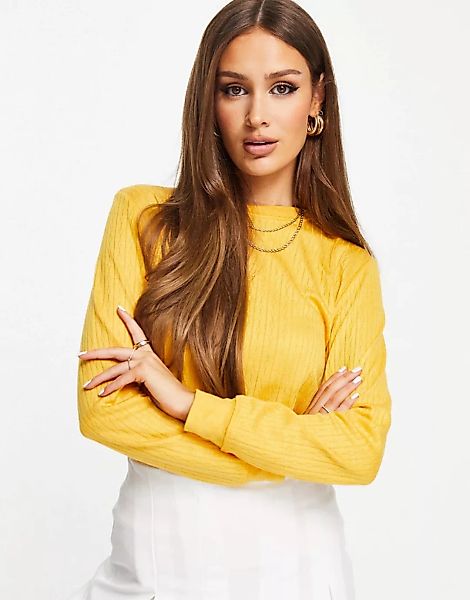 Unique21 – Strukturierter Pullover mit Streifen in Orange günstig online kaufen