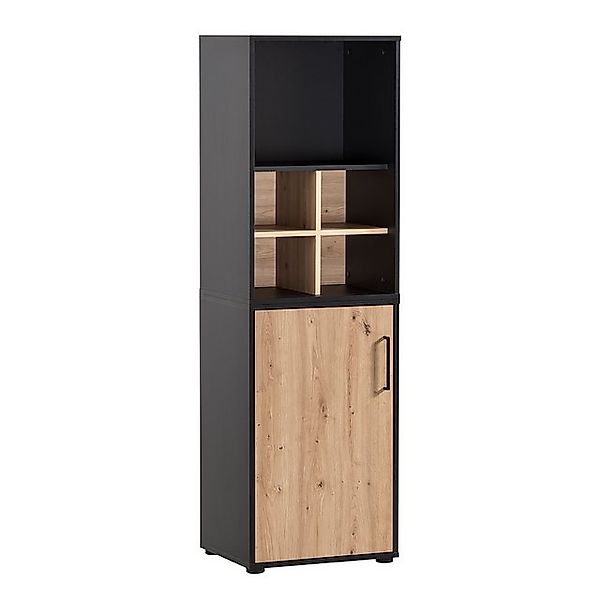 Lomadox Aktenschrank ALNWICK-80 in schwarz mit Eiche inkl. Regaleinsatz günstig online kaufen