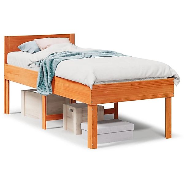 vidaXL Massivholzbett ohne Matratze Wachsbraun 75x190 cm Kiefernholz 855746 günstig online kaufen