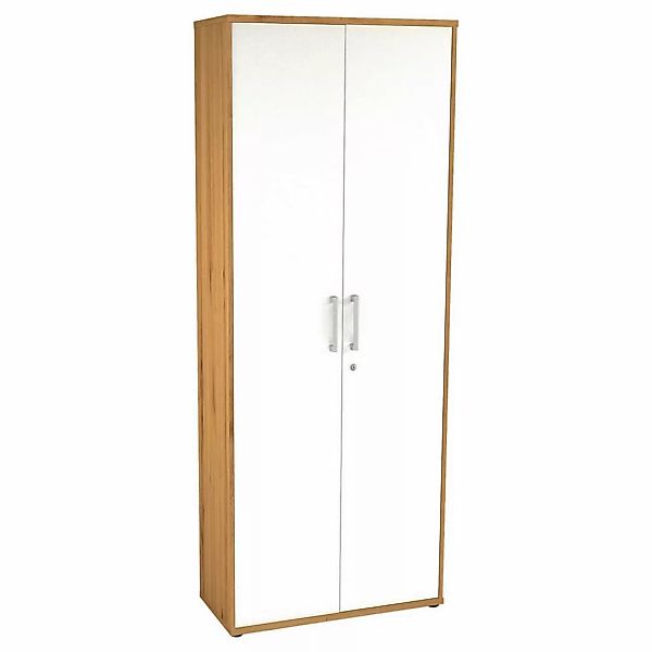 Aktenschrank  Eiche Artisan Nachbildung weiß glänzend B/H/T: ca. 78x202x35, günstig online kaufen