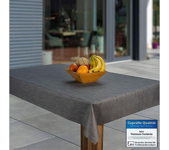laro Tischdecke Wachstuch-Tischdecken Abwaschbar Leinenoptik Dunkelgrau rec günstig online kaufen