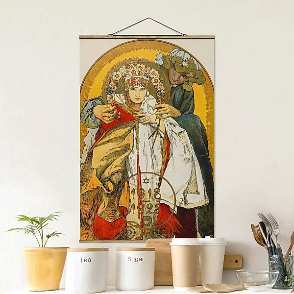 Stoffbild Kunstdruck mit Posterleisten - Hochformat Alfons Mucha - Plakat T günstig online kaufen
