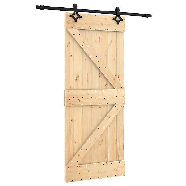 vidaXL Schiebetür mit Beschlag 85x210 cm Massivholz Kiefer 3203123 günstig online kaufen