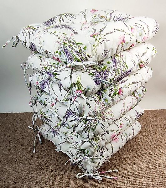 Rattani Sitzkissen Set 6x Stuhlkissen/Sitzkissen Klara 42 x 42 x 8 cm Landh günstig online kaufen