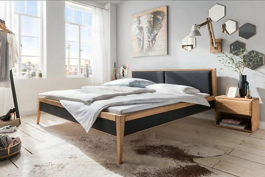 Natur24 Einzelbett Bett Maxime III Wildeiche 160x200cm Zweifarbig mit Polst günstig online kaufen