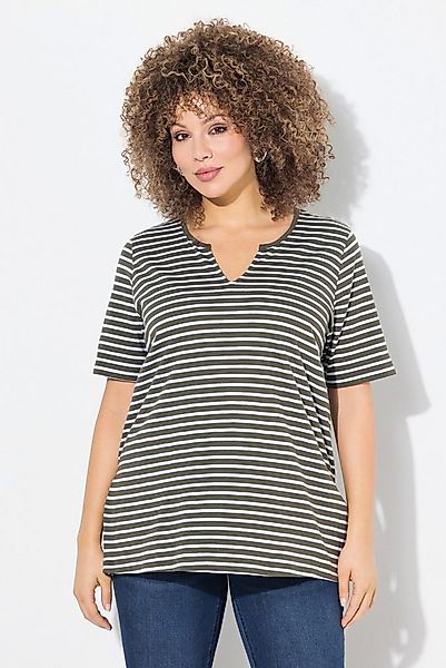 Ulla Popken Longshirt Longshirt Ringel A-Linie Rundhals Halbarm günstig online kaufen