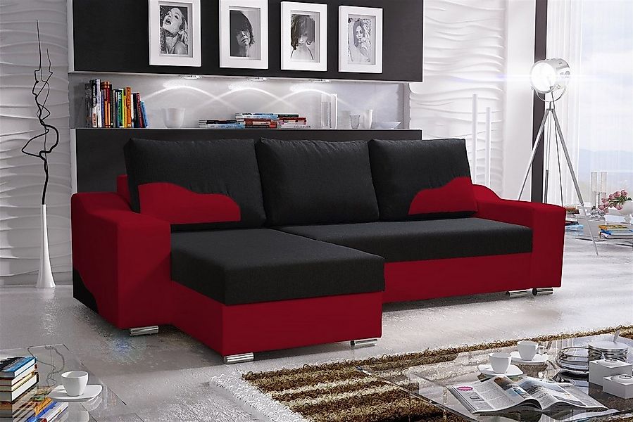 Fun Möbel Ecksofa Ecksofa Designersofa COLLIN mit Ottomane, 2 x Bettkasten günstig online kaufen