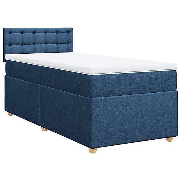 vidaXL Bett Boxspringbett mit Matratze Blau 90x200 cm Stoff günstig online kaufen