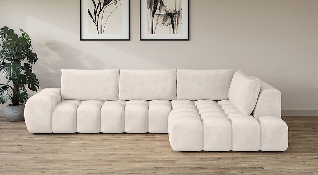 OTTO home Ecksofa "AZITA L-Form, XXL 352 cm Designsofa in Bubble-Opitk" los günstig online kaufen