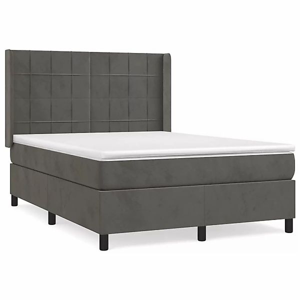 Vidaxl Boxspringbett Mit Matratze Dunkelgrau 140x200 Cm Samt günstig online kaufen