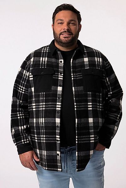 Men Plus Businesshemd Karo-Fleeceovershirt Langarm Kentkragen günstig online kaufen