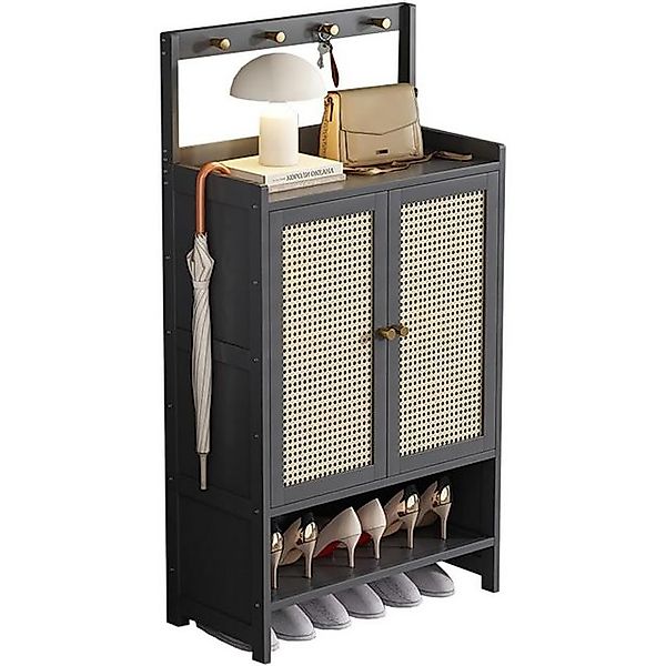 NUODWELL Schuhschrank Bambus Schuhschrank mit Haken, günstig online kaufen