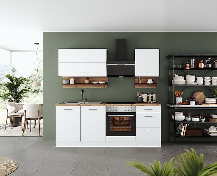 KOCHSTATION Küchenzeile "KS-Milan" 210 cm breit, robuste Metallauszüge, vie günstig online kaufen