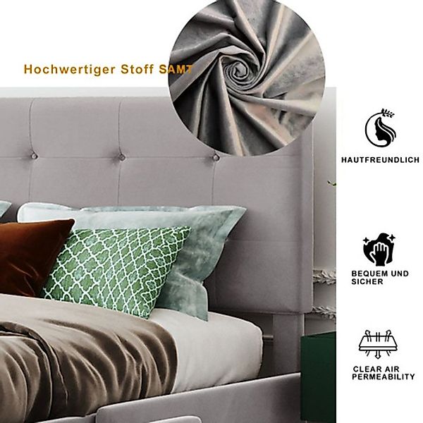 XDeer Polsterbett Polsterbett 140 x 200 cm, Doppelbett mit Schubladen, Latt günstig online kaufen