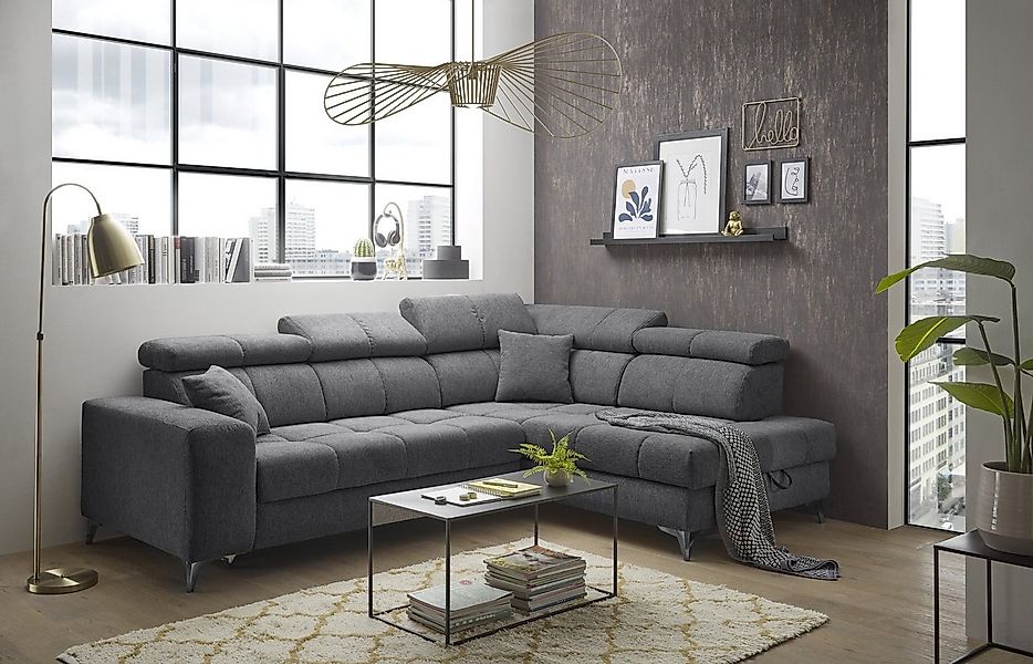 freiraum Ecksofa SYDNEY OTMBK, Sitztiefenverstellung, 5 Kopfstützen, anthra günstig online kaufen